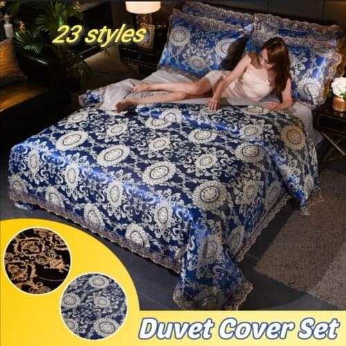 2020 New Arrival Luxury 3pcs High Quality Bedding Set Satin Jacquard Duvet Cover Set 1 Quilt Cover + 2 Pillowcases Queen King