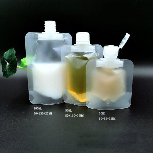 30ml 50ml 100ml EmptyTransparent Suction Nozzle Bag Cosmetic Skin Cream Lotion Convenient Travel Filling Packaging Container