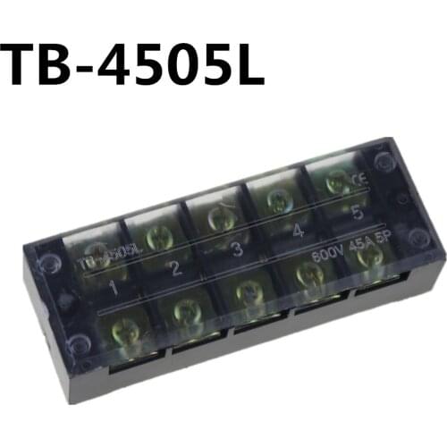 5pcs TB Terminal Block TB-4505 Panel Mounted Terminal Connector 600V 45A 5 Position