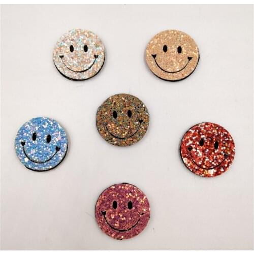 60pcs/lot Shiny smile face Shape Padded appliques for headwear decoration handmade hair accessories