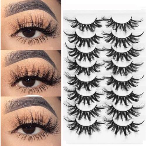 8 Pairs 3D Mink Lashes Natural False Eyelashes Dramatic Volume Fake Lashes Makeup Eyelash Extension Silk Eyelashes Handmade Cils