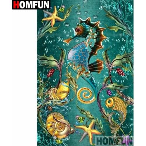HOMFUN Full Square/Round Drill 5D DIY Diamond Painting "Seaweed seahorse" 3D Diamond Embroidery Cross Stitch Home Decor A20126