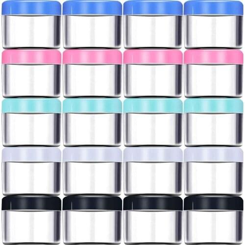Free shipping 50pcs/lot 20ml Clear PS Cosmetic Sample Jar with screw cap, plastic PS Cream Jar colored Threaded Cover for travel