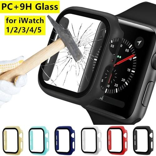 360 Full Screen Protect PC Frame Glass Watch Case for Apple Watch 6 SE 5 4 Matte Bumper Film Cover for iWatch 3 2 1 38 40 42 44