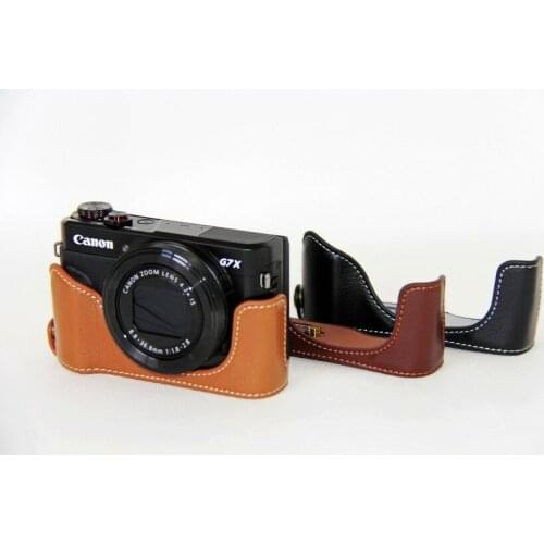 Half PU leather case bag grip cover Buttom for Canon powershot G7XII, G7X Mark II