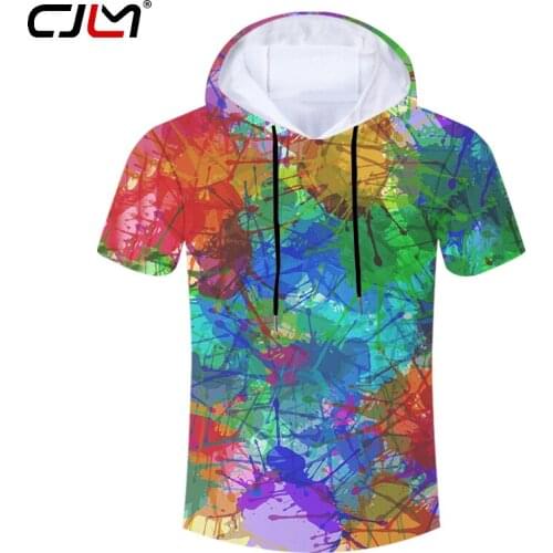 CJLM New Mens Shirts Casual Colorful Ink Hooded Tshirt Dropshipping Summer China 3D T Shirt Suppliers Wholesale
