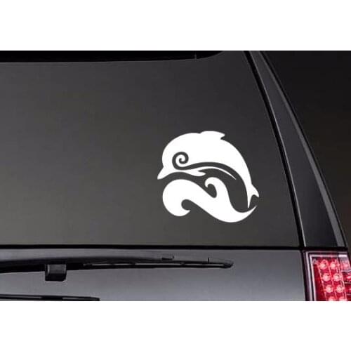 Dolphin Swimming Left Jumping Through A Wave Decal Car Auto Bumper Bike Decor Unique Art Pattern Waterproof ZP0319
