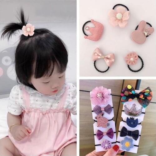Baby Bowknot Rubber Band Childrens Hair Does Not Hurt Cute Fabric Hair Band Baby Girl Fruit Tie Choker Head Rope Fashion Bow