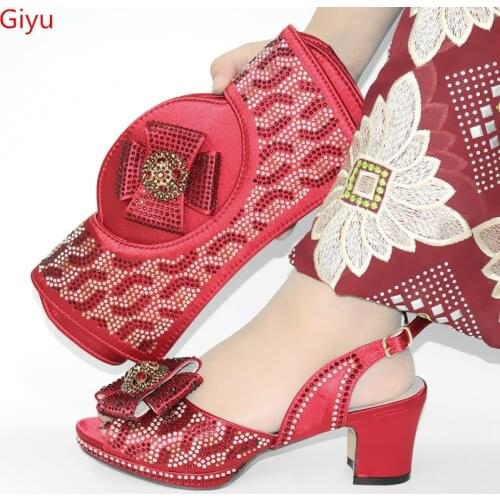 Doershow Italian Shoe and Bag Set New 2020 Women Shoes and Bag Set In Italy RED Color Italian Shoes with Matching Bags! SKU1-2