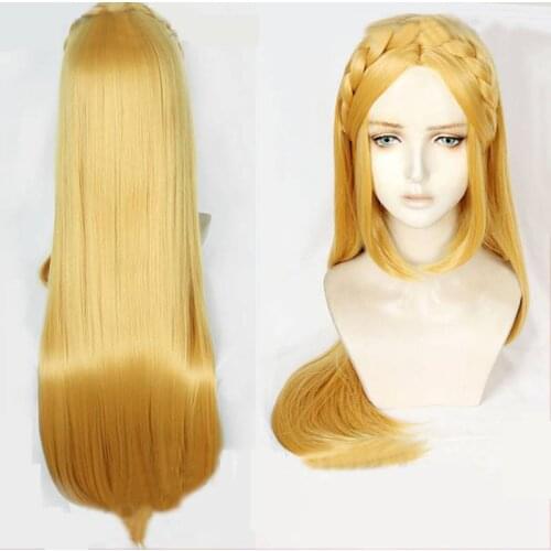 Breath of The Wild Princess Link Long Blonde Hair Cosplay Prop Costume Wig+ Free Wig Cap
