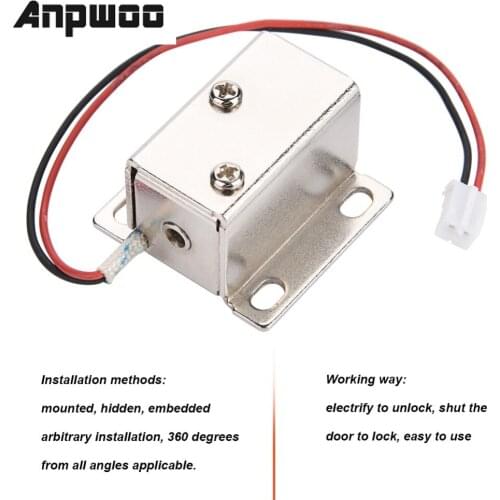 ANPWOO DC12V Solenoid Electromagnetic Electric Lock Access Control for Door Cabinet Drawer