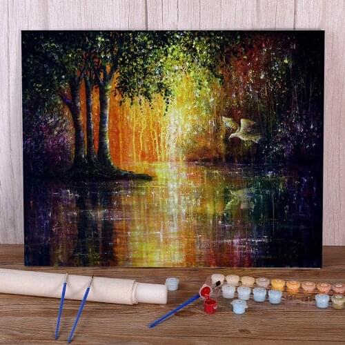 Natural Scenery Enchanted Paint By Numbers Kit Acrylic Paints 40*50 Oil Painting Decoration Crafts For Adults Art