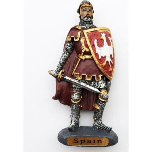 Spain Fridge Magnet Spanish Creative Tourist Souvenir Shield 3d Warrior Magnetic Stick Refrigerator Decoration Collection Gift