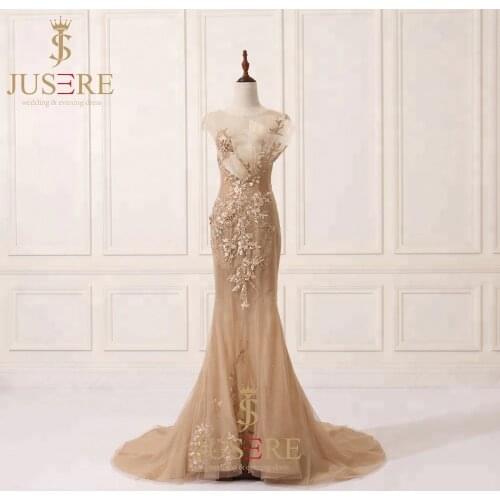 JUSERE Robe de soiree Formal Gowns Evening Dresses red carpet dress beaded Champagne party dress