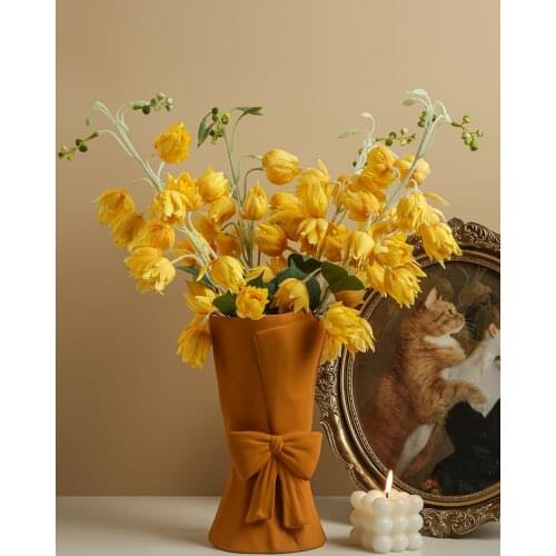 Creative Pleated Blue Glass Vase Home decoration Living Room Table vase Decoration ornaments Home Flower Arrangement container