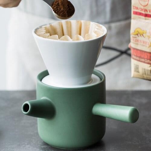 Pour Over Coffee Maker,Ceramic Coffee Filter Heat-Resistant Handmade Coffee Pot Handmade Pot Set Christmas Gift