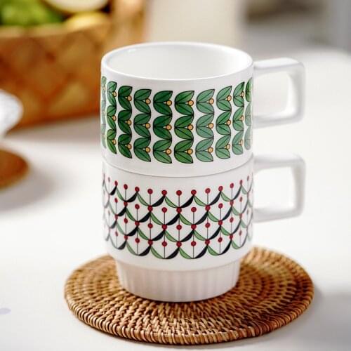 Coffee Cup Nordic Style Ceramic Mug Large Capacity Creative Ins Ceramics Vintage Flower Mugs White Delicate Water Milk Cups