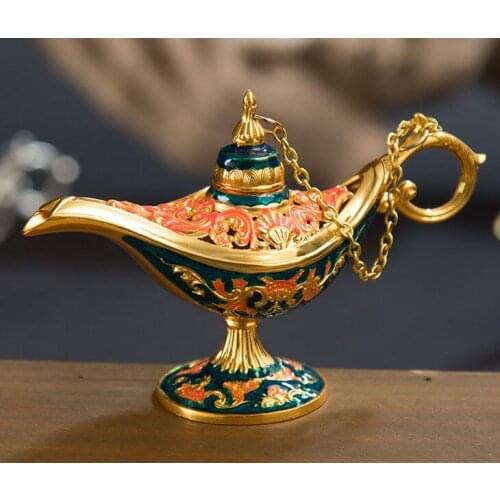 Collection Hot Sale Fairy Tale Magic blue Aladdinlamp Lamps Tea Pot Genie Lamp Vintage Toys Home Decoration For Children Gifts