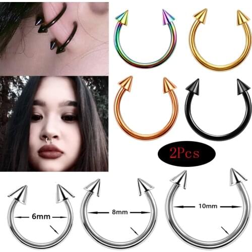 Colorful Spike Circular Barbell Ring Ear Cartilage Tragus Piercing Nose Hoop Rings Fashion Unisex Jewelry