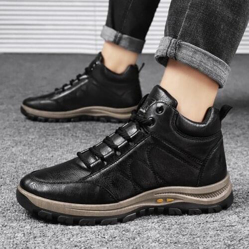 Trend Men Leather Casual Shoes Fashion Sneakers Spring Autumn Flat Male Walking Shoes Rubber Mens Designer Shoe Man Footwear Hot