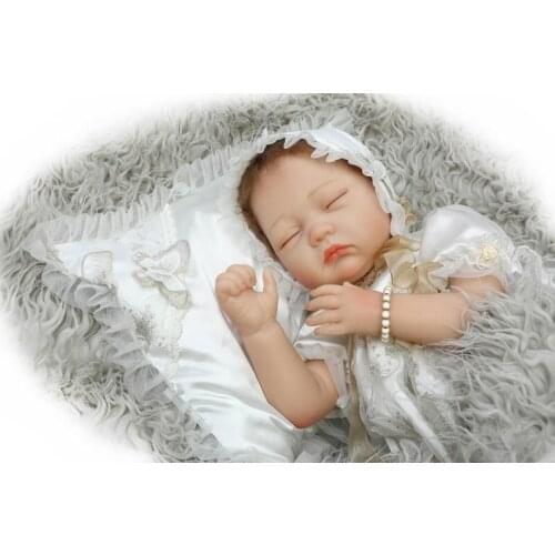 55cm Handmade 22" bebe alive Reborn silicone Baby Doll Silver Toddler cloth body real reborn toy with pillow Birthday Xmas Gift