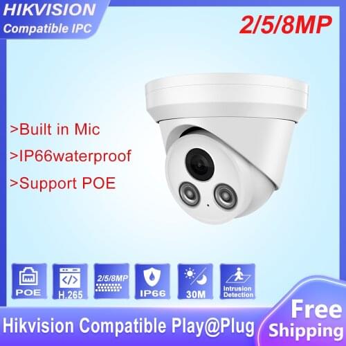 Hikvision Compatible 4K 8MP Dome POE IP Camera Home Security CCTV Camera Ultra 5MP HD IR 30m H.265 P2P Plug&play Security IPC