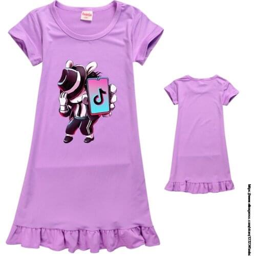 Tik Tok Baby Girl Summer Dress Children Cotton Draped Cartoon Dresses Kids Casual Nightgown Sleep Wear Home Tik Tok Clothes