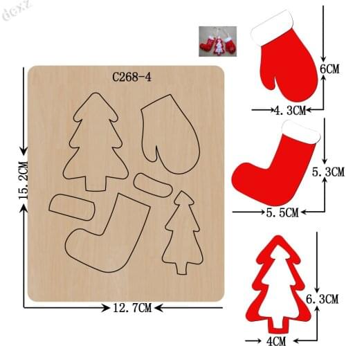 New Christmas socks gloves Wooden die Scrapbooking C-268-4 Cutting Dies