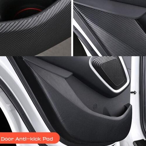 Car Door Anti-Kick Pad Carbon Fiber Leather Door Protection Film Stickers For Hyundai IX35 2018 2019 2020 Car Accessories