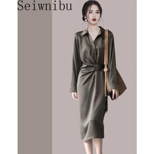 Модные платья-рубашки Seiwnibu China At AliExpress