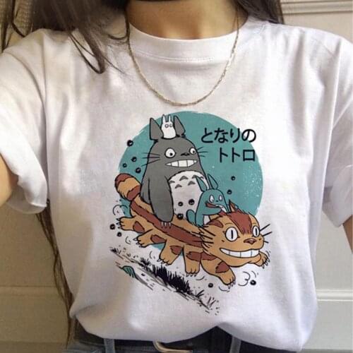 Neighbor Totoro Studio Ghibli Harajuku T-shirt Lady Ulzzang Kawaii Cartoon Graphic T-shirt Hayao Miyazaki 90s T-shirt Cute Tee