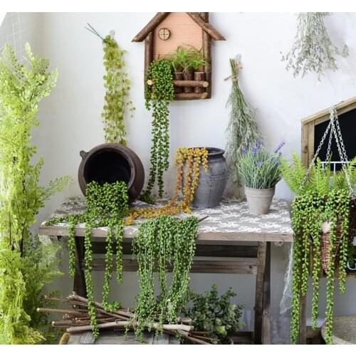 Home Garden Decoration Wall Plants Artificial Flower String PU Wall Hanging Plants Succulents Flower Arrangement Accessories