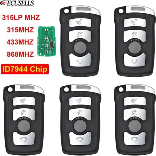 5Pcs/Lot 4 Button Smart Car Key Remote Key 315LP MHZ 315MHZ 433MHZ 868MHZ For BMW CAS1 7 Series with ID7944 Chip Uncut Blade