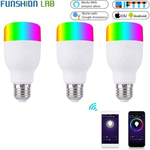 WiFi Smart Light Bulb Intelligent Colorful LED Lamp 7W RGBW APP Remote Control Works with Alexa Google for Smart Home E27 E26