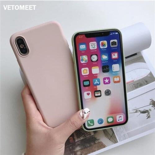 VETOMEET Liquid Silicone TPU Soft Cover For iPhone X XR XS MAX Thin Cute Candy Color Soft Simple Phone Case For iPhone 8 7 6Plus