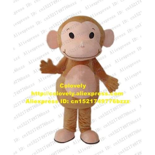 Lively Brown Baby Monkey Mascot Costume Adult Mascotte Little Monkey With Smiling Face Pink Belly Adult No.1218 Free Shiping