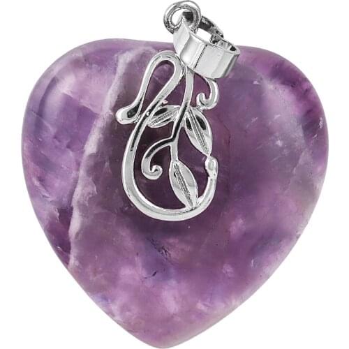 Healing Reiki Crystal Stone Heart Pendant Necklace Charms For Jewelry Making Diy Necklace Accessories