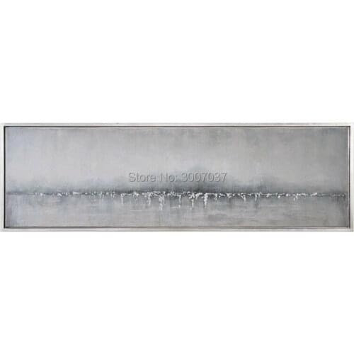 Artist High Quality Abstract Sliver and Grey Oil Painting on Canvas Handmade Beautiful Wall Picture Oil Painting for Home Decor