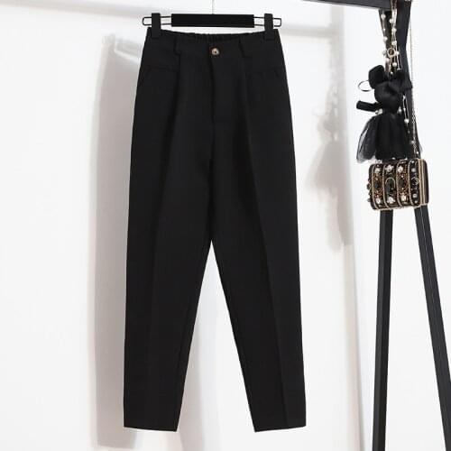 2021 Summer Fashion White Pants Women Straight Loose Suit Pants Work Office High Waist Long Pants