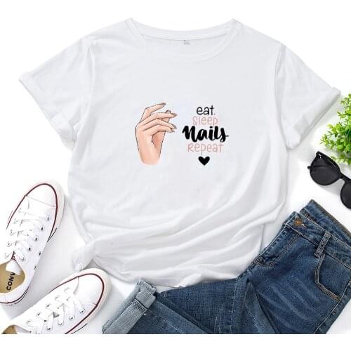 T-shirts Women 2021 Fashion New Summer 90s Trend Finger Nail Art Tshirt Women Top Lady Print Clothes Graphic Female T-Shirt