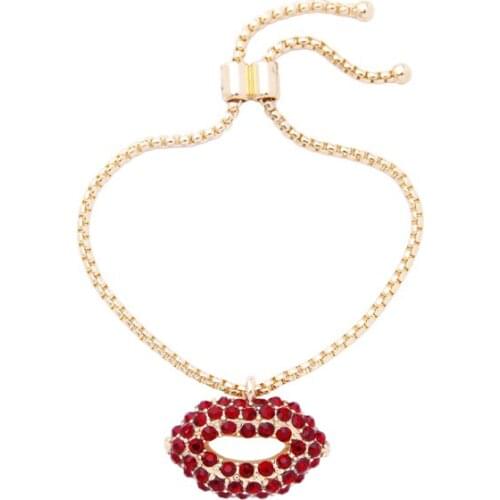 10pcs/lot fashion women jewelry rhinestone red lip bracelet
