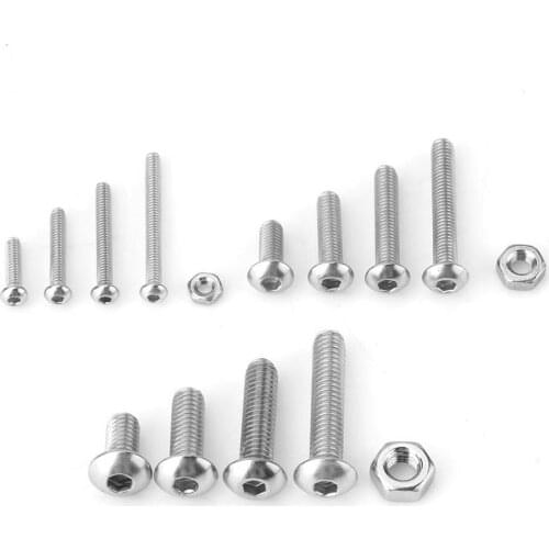 480Pcs M2/M3/M4 Stainless Steel SS304 screw Hex Socket Button Head Screws and Nuts Assrotment kit