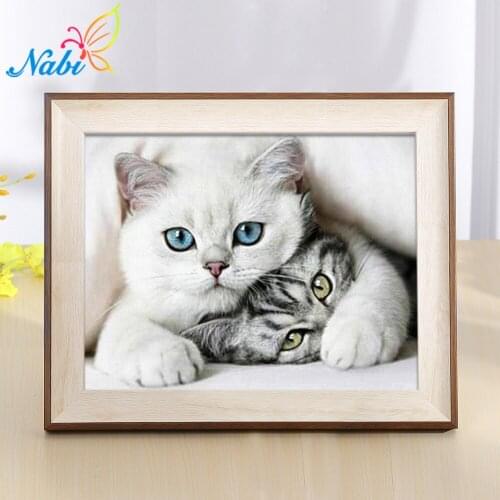 Nabi Diamond Embroidery Cat Picture of Rhinestones,Diamond Painting Cross Stitch Animal Full Square Diamond Mosaic Home Decor