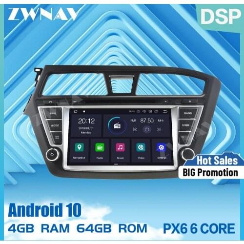 PX6 4+64G Android 10.0 Car dvd Radio Multimedia Video Player Navi GPS For HYUNDAI I20 2014-2017 Video Audio stereo map Head Unit