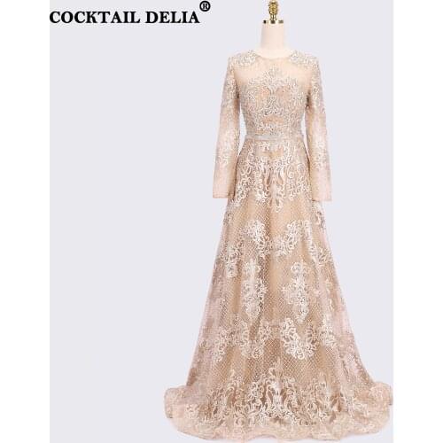 Muslim Champagne Ball Gown Evening Dresses Gowns 2021 Beaded Luxury For Woman Wedding Party Elegant Ceremony Prom Plus Size