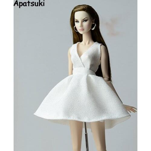 White Classical Doll Dress For Barbie Doll Clothes Party Gown Outfits For Barbie Doll 1/6 Dolls Accessories Kids Toy Child Gift