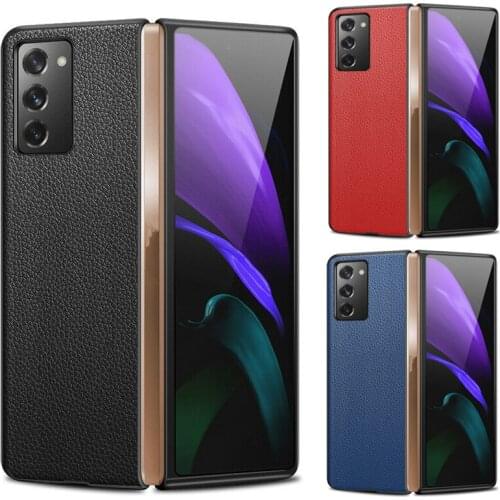 For for Samsung Galaxy Z Fold 2 Case Leather Case & Soft TPU Transparent Cases Protective Back Cover