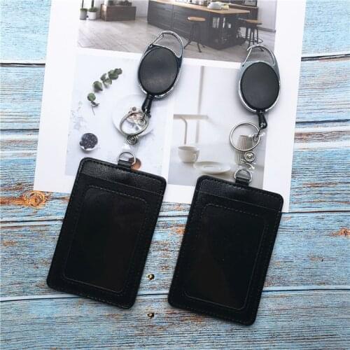 Black Retractable Pull Badge Reel ABS Plastic Character Scalable Student Nurse Exhibition PU Business Card Badge Holder