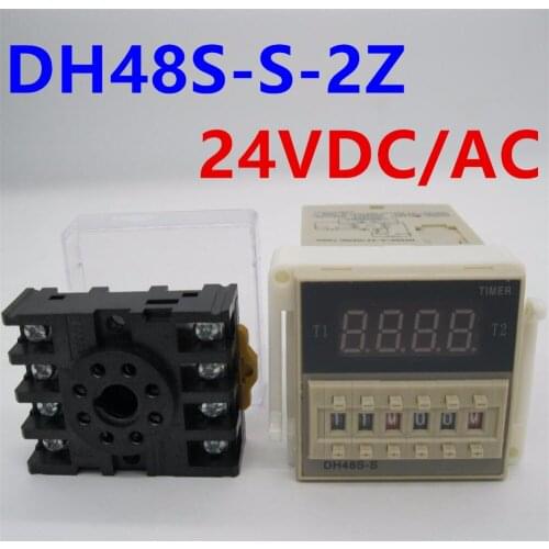 DH48S-S-2Z Digital time relay 8 feet 24VDC/AC two sets of delay contact digital display counter with socket