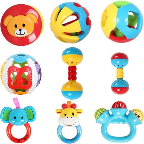 Colorful Hand Grasping Ball Rattle Bell Toddler Baby Toys 6 12 Months Educational Sensory Toy for Crib Infant Baby Gifts